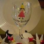 Birthday Wine Glass Handpainted It's..