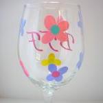 Bff Large Wine Glass Handpainted Personalized
