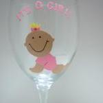Baby Girl Wine Glass, Personalized Handpainted..