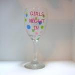 Handpainted Girls Night In Wine Glass Personalized