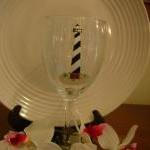 Cape Hatteras Lighthouse Wine Glass Handpainted..