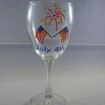Handpainted Wine Glass 4th Of July Flag And..