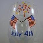 Handpainted Wine Glass 4th Of July Flag And..