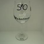 50th Birthday Wine Glass Handpainted Oversized