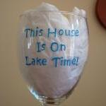 Handpainted Lake Time Wine Glass