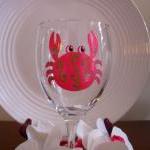 Crab Wine Glass Handpainted Personalized