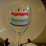 Birthday Wine Glass Handpainted Cake Personalized