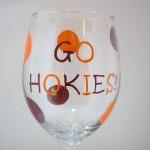 Hokie Wine Glass Handpainted Oversized..