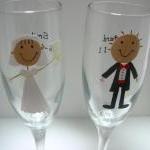 Bride And Groom Champagne Flutes Handpainted..