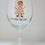 Hokie Bride Wine Glass Handpainted Personalized..
