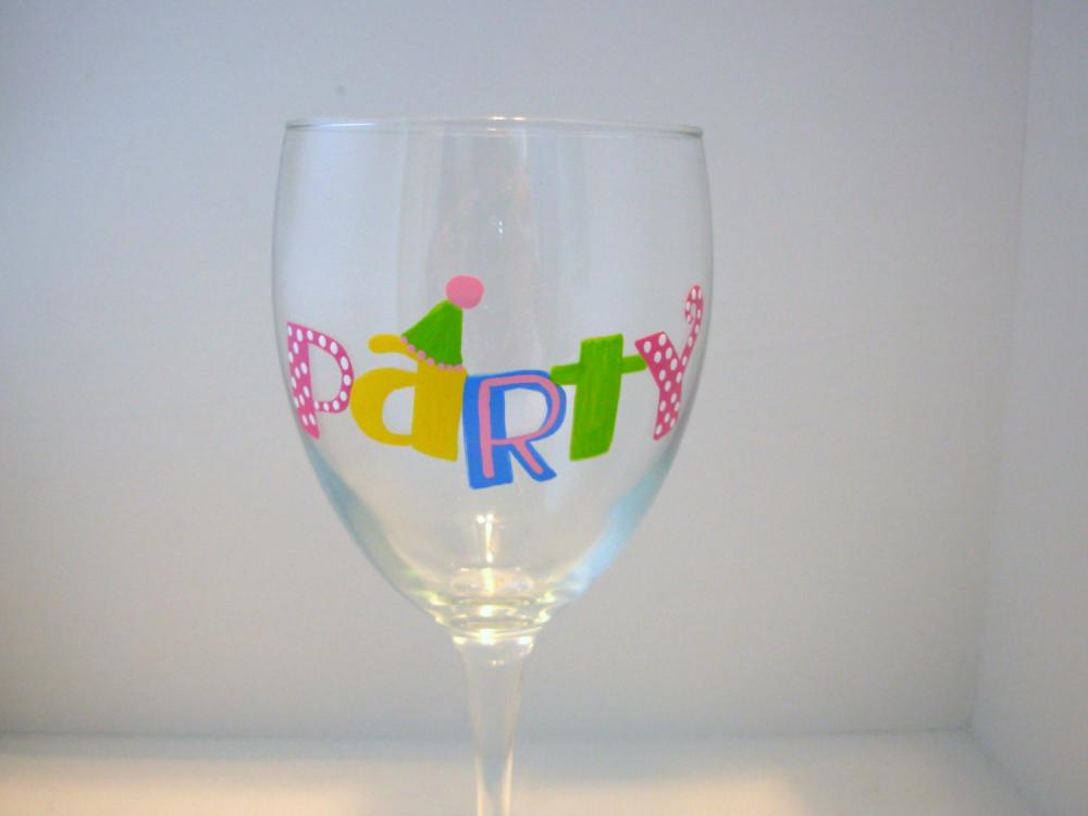 Party Wine Glass Handpainted Personalized