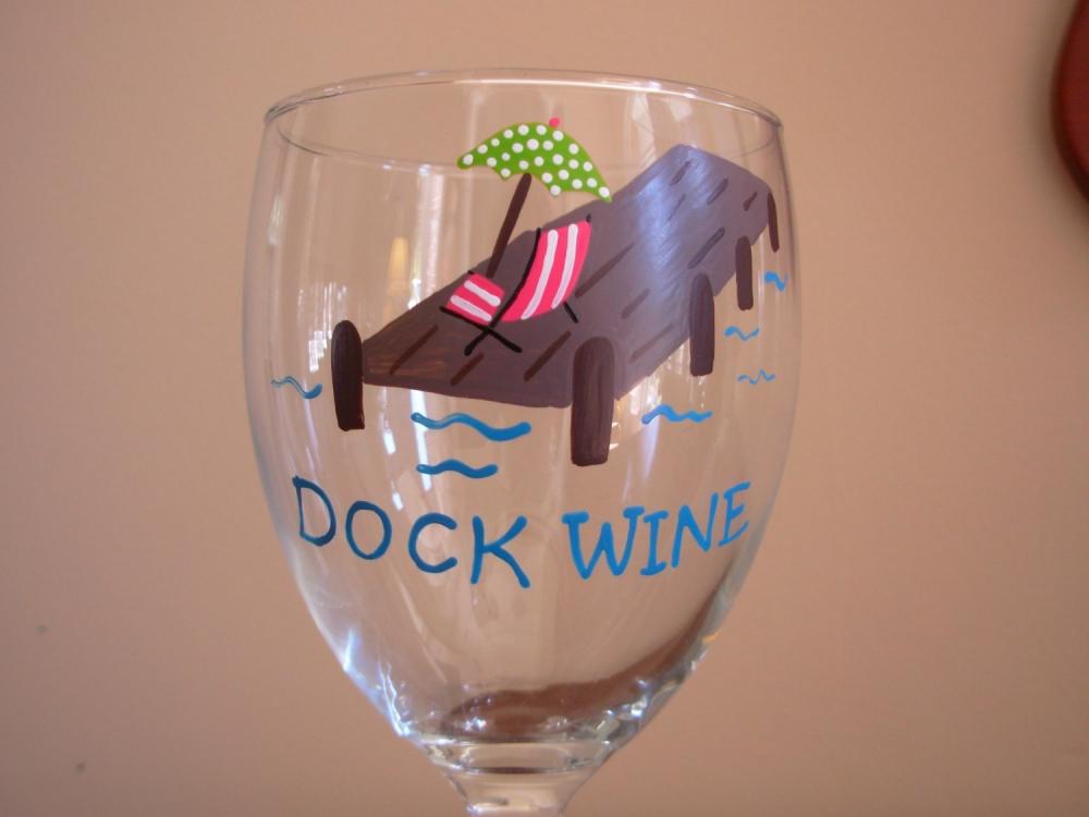 Dock Wine Glass Handpainted