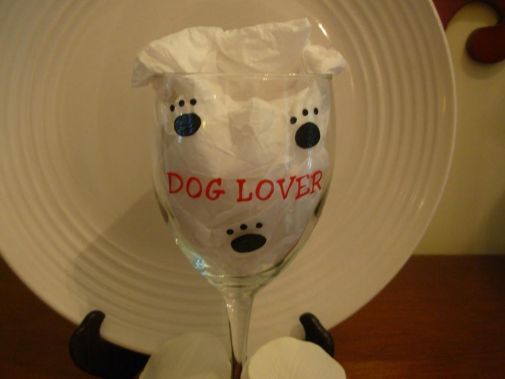 Dog Lover Wine Glass Handpainted
