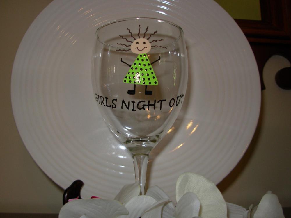 Bridesmaid Wine Glass Handpainted Girls Night Out