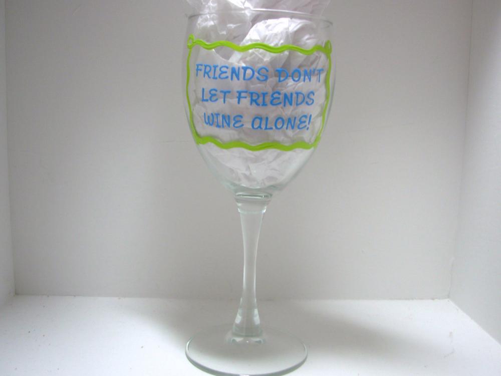 Handpainted Friend Wine Glass Handpainted Personalized