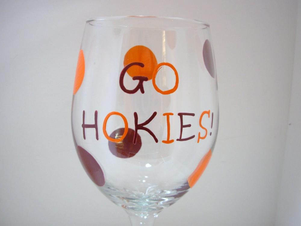 Hokie Wine Glass Handpainted Oversized Personalized