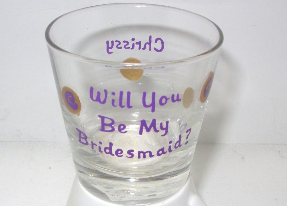 Bridesmaid Shot Glass Handpainted Personalized