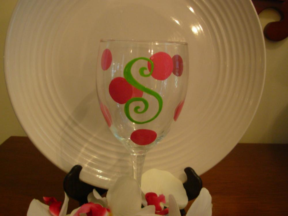 Initial Bridesmaid Wine Glass